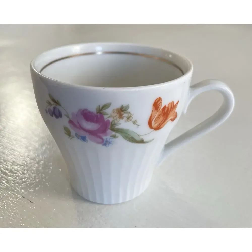 JlMenau Graf Von Henneberg 1777 White Floral Porcelain 3 Piece Demitasse/Tea Set
